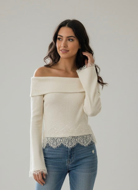 Maglia shiffer con pizzo art. FW250091 TENSIONE IN