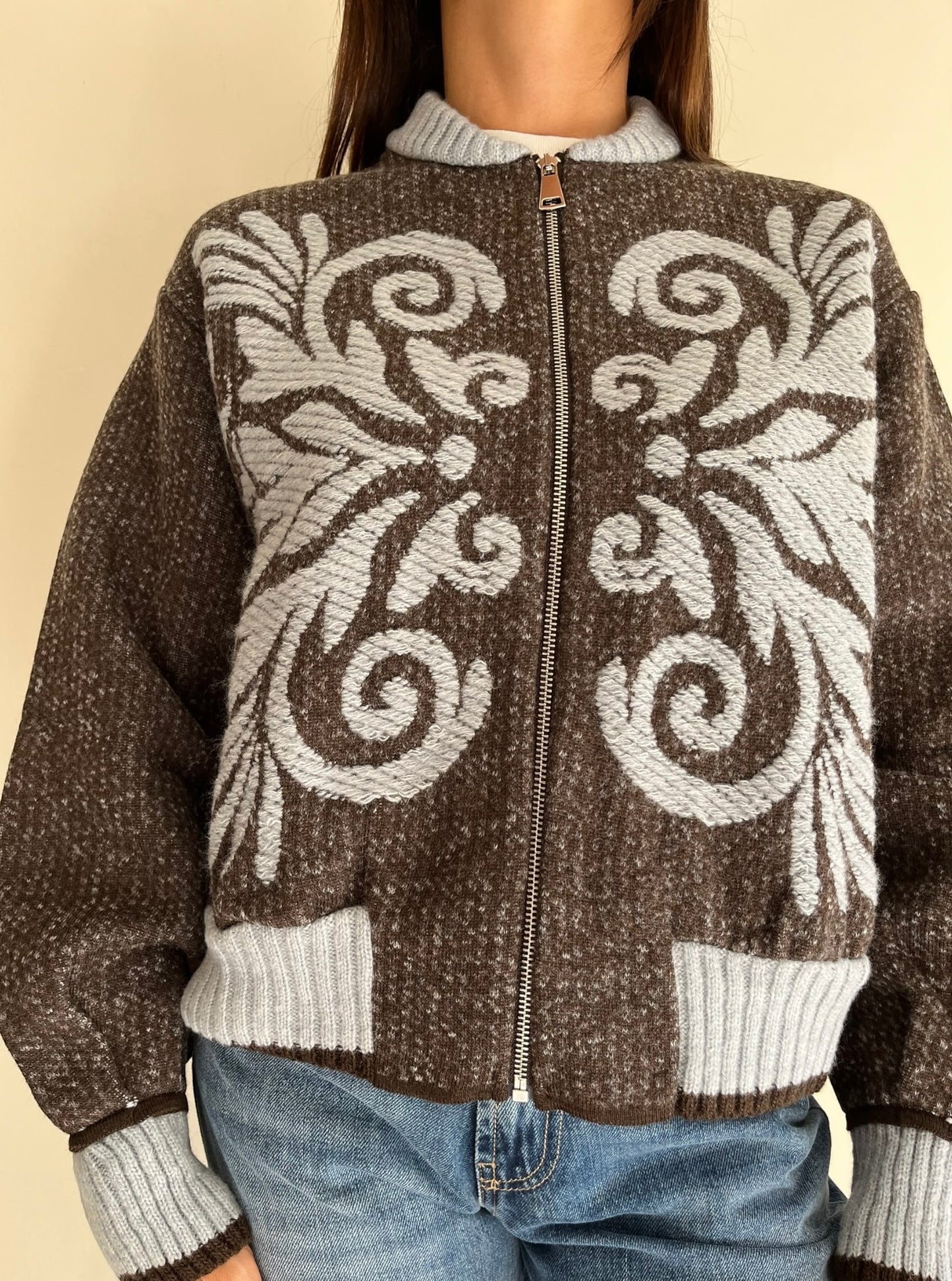 Bomber in maglia con ricami art. W6HMG064A Tensione In