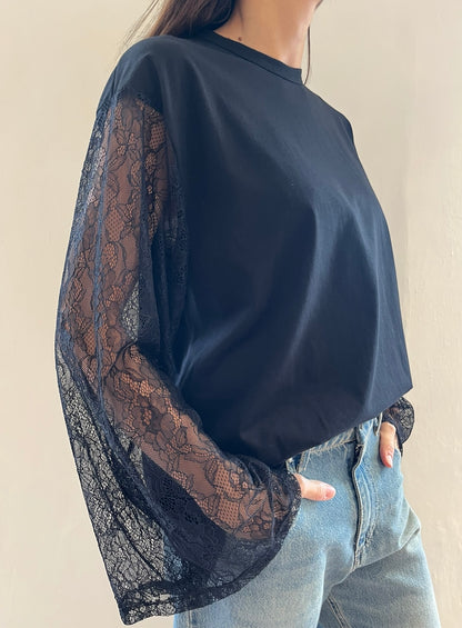 T-shirt oversize con manica ampia in pizzo art. UAC0197 VICOLO