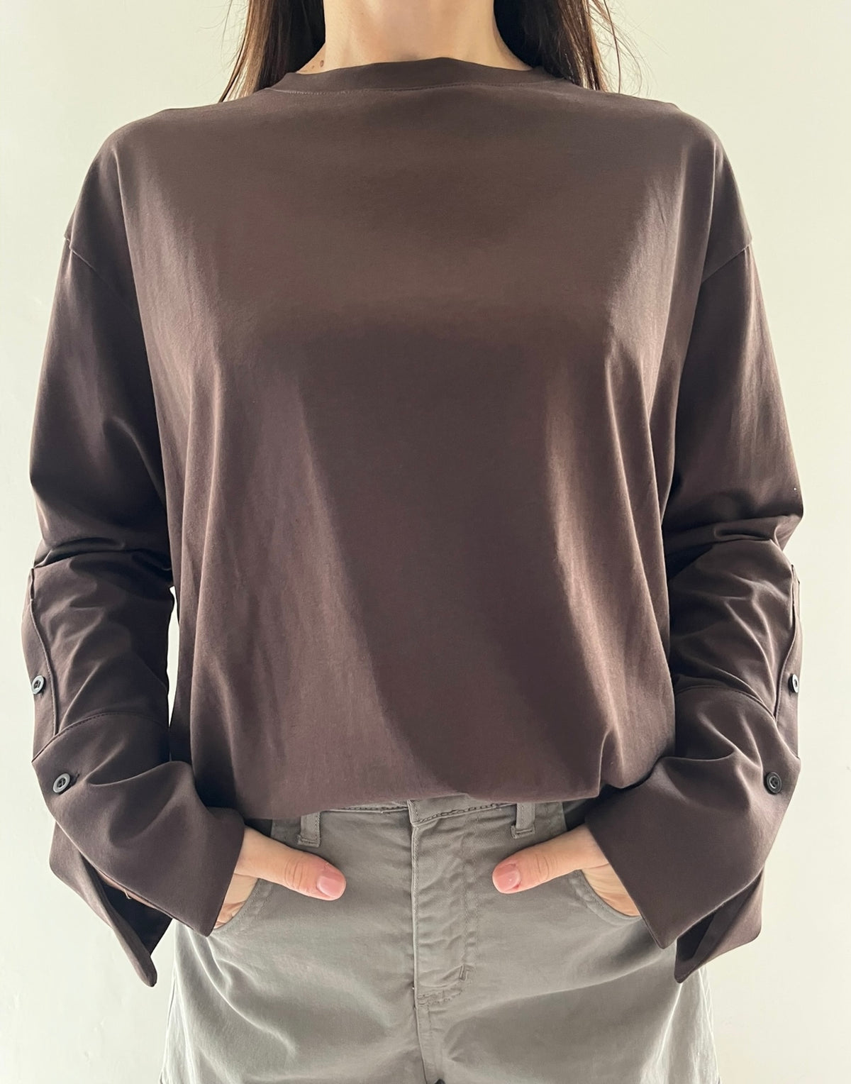 T-shirt oversize con polsino a camicia art. FW260049 TENSIONE IN
