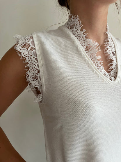 Gilet in maglia con inserti in pizzo art. WF8664 Tensione In