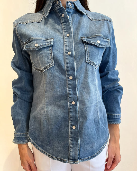Camicia jeans con automatici art. C507610550 PLEASE
