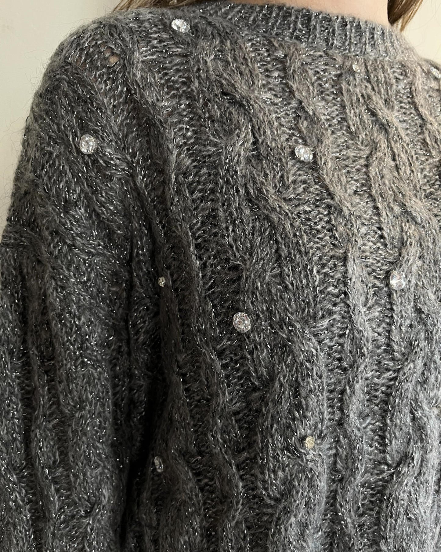 Maglia trecce con lurex e brillanti art. 33068F VICOLO