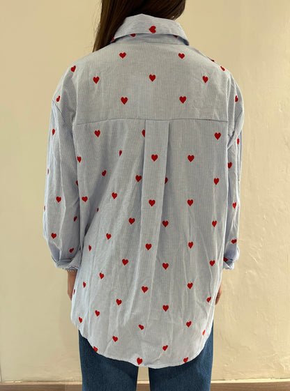 Camicia a righe con cuori rossi Art.AI2520 CHEAP&CHIC