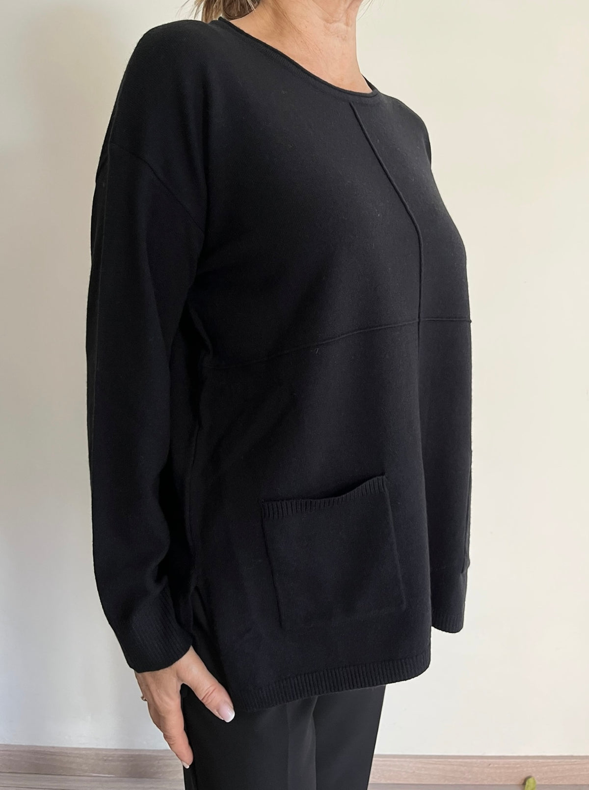 Maglia girocollo con tasche frontali art.265F6029 FLEURS D’ANIS