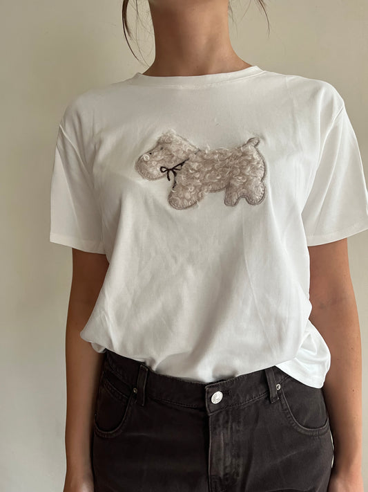 T-shirt con cagnolino ricamato art. JN1321 Cheap&Chic