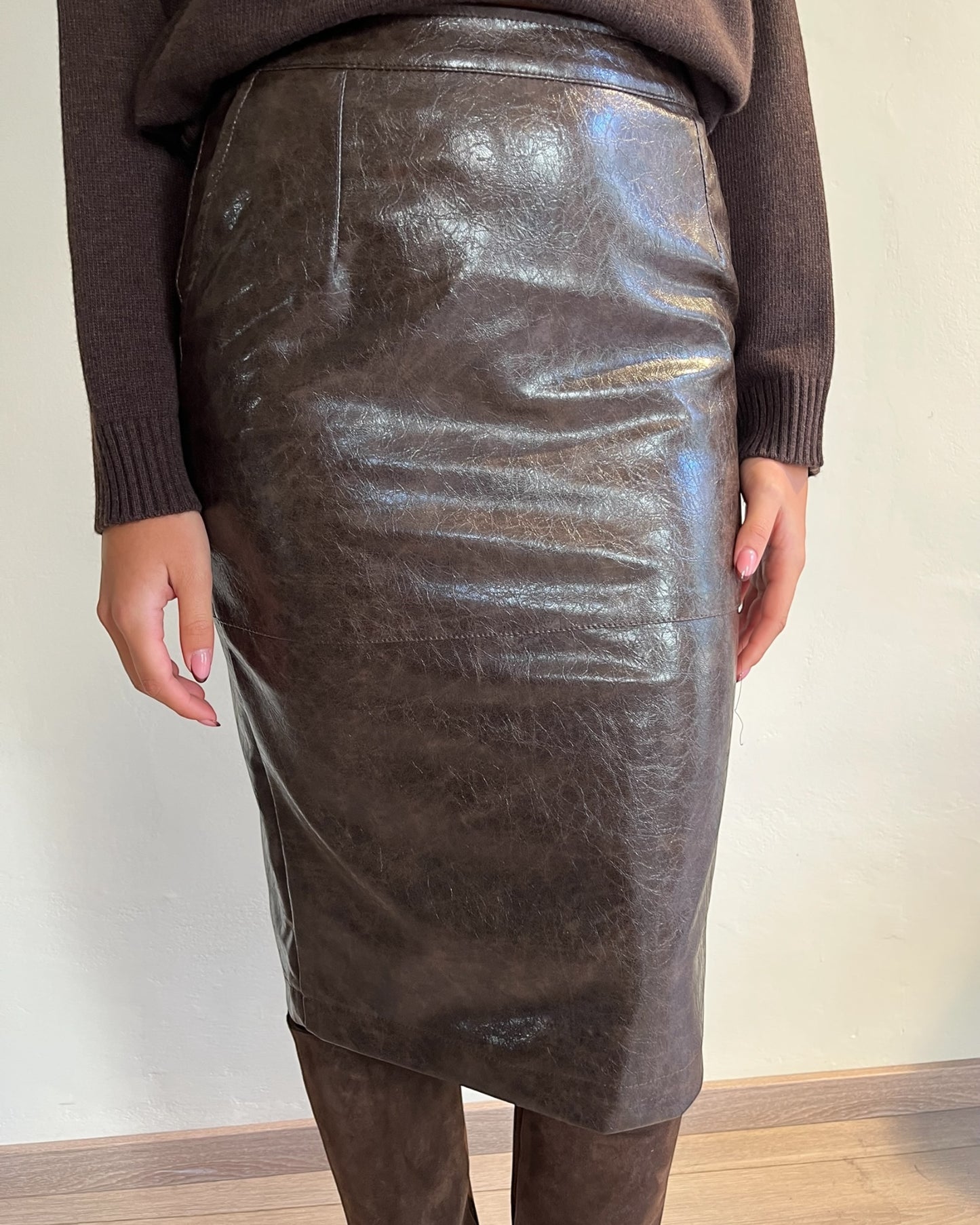 Gonna Midi ecopelle stropicciata art. TF1941 VICOLO