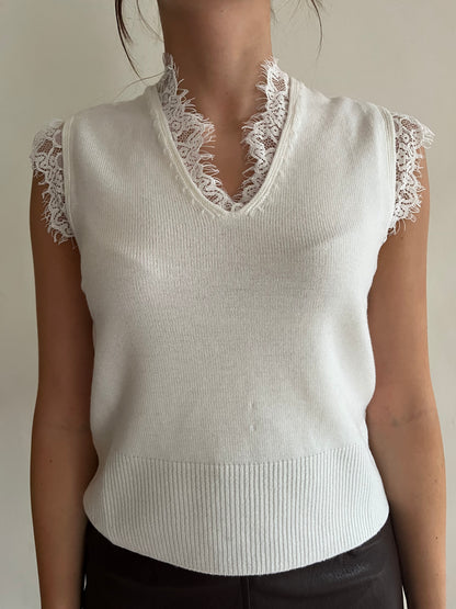 Gilet in maglia con inserti in pizzo art. WF8664 Tensione In