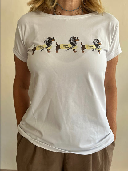 T-shirt con stampa bassotti art.B/374 BLU Classic