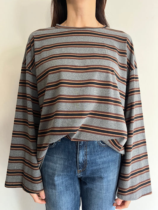 T-shirt manica lunga a righe con manica imbuto art.83725/BM310 CHEAP & CHIC