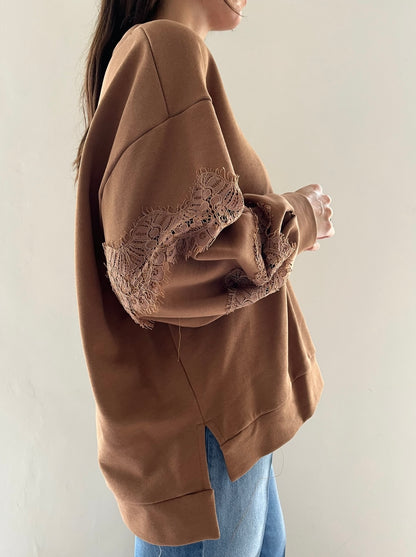 Felpa con inserti in pizzo art. FAU6KGS DIXIE
