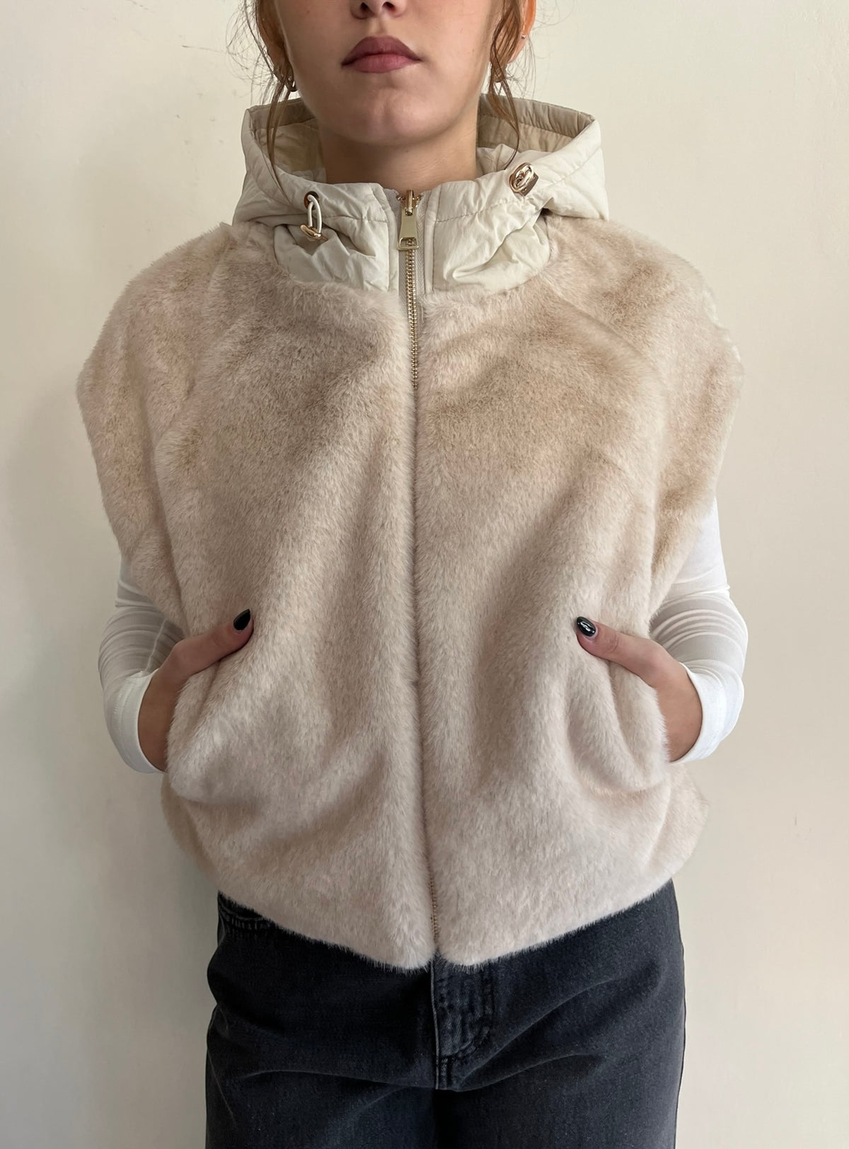 Gilet imbottito con eco fur art. GL0638 Cheap&Chic