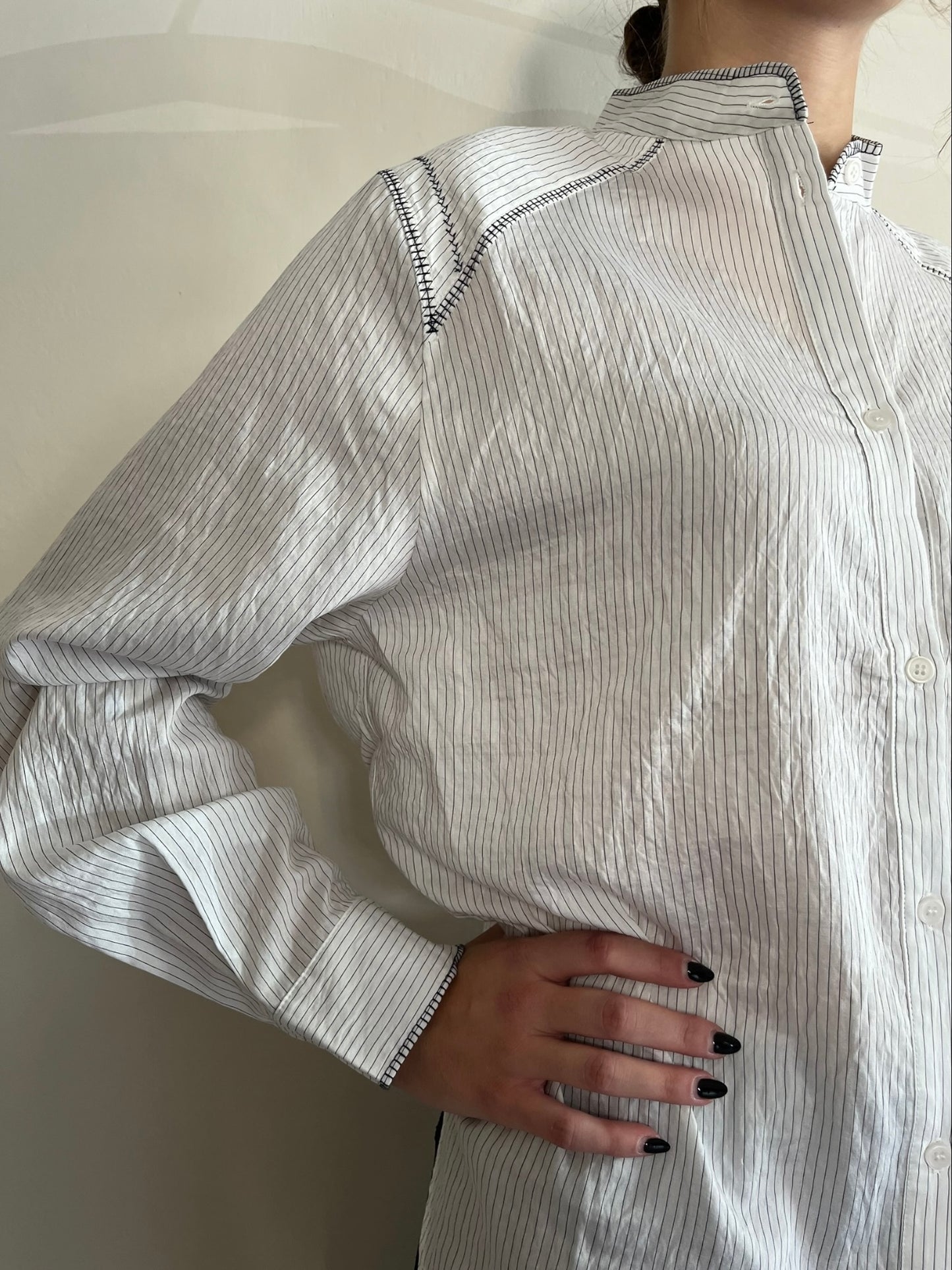 Camicia collo coreana con righe art. SALAURA ARTLOVE