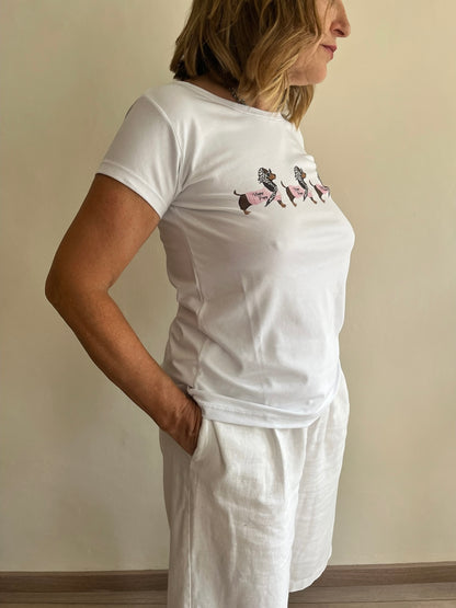 T-shirt con stampa bassotti art.B/374 BLU Classic