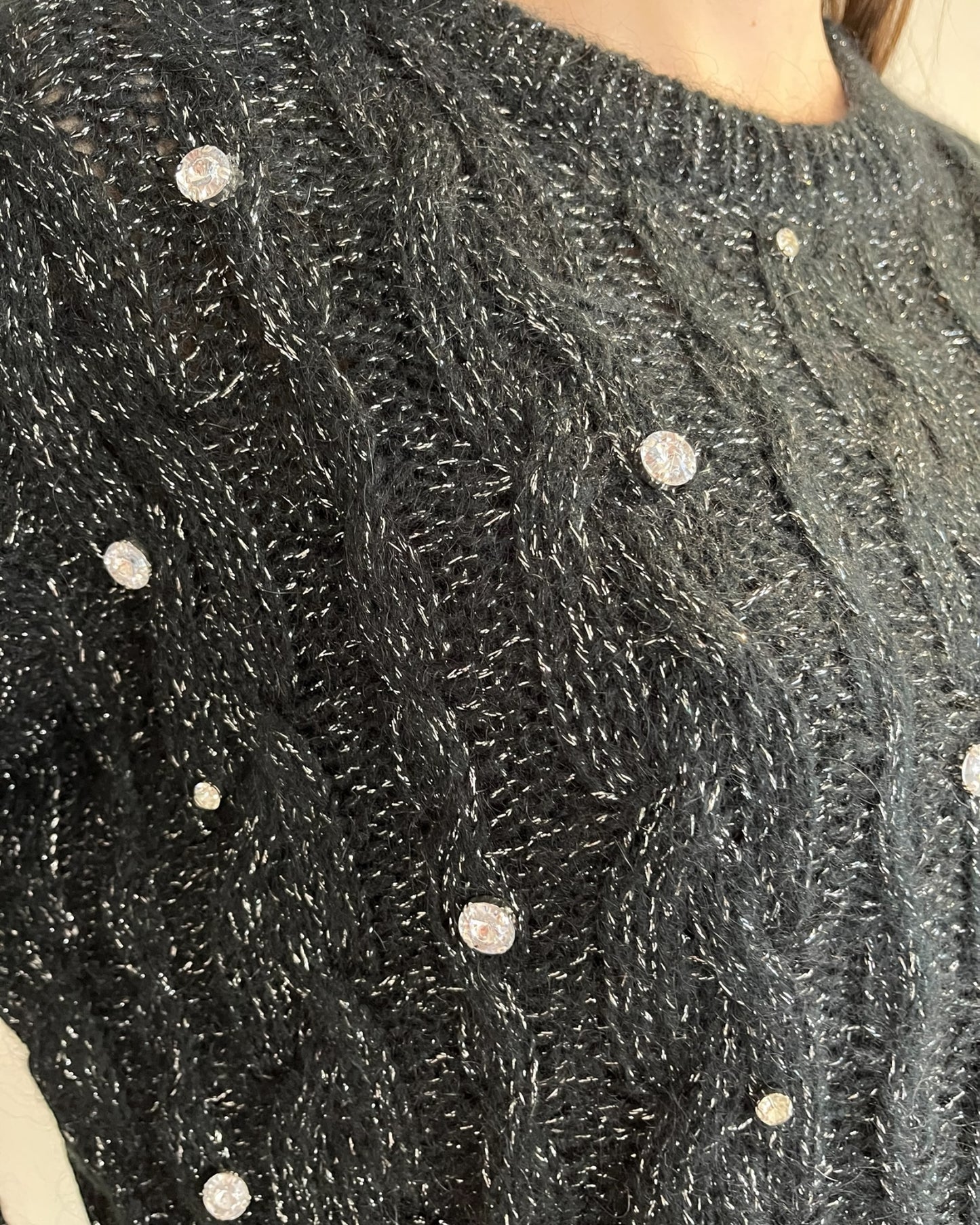 Maglia trecce con lurex e brillanti art. 33068F VICOLO