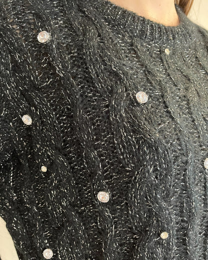 Maglia trecce con lurex e brillanti art. 33068F VICOLO