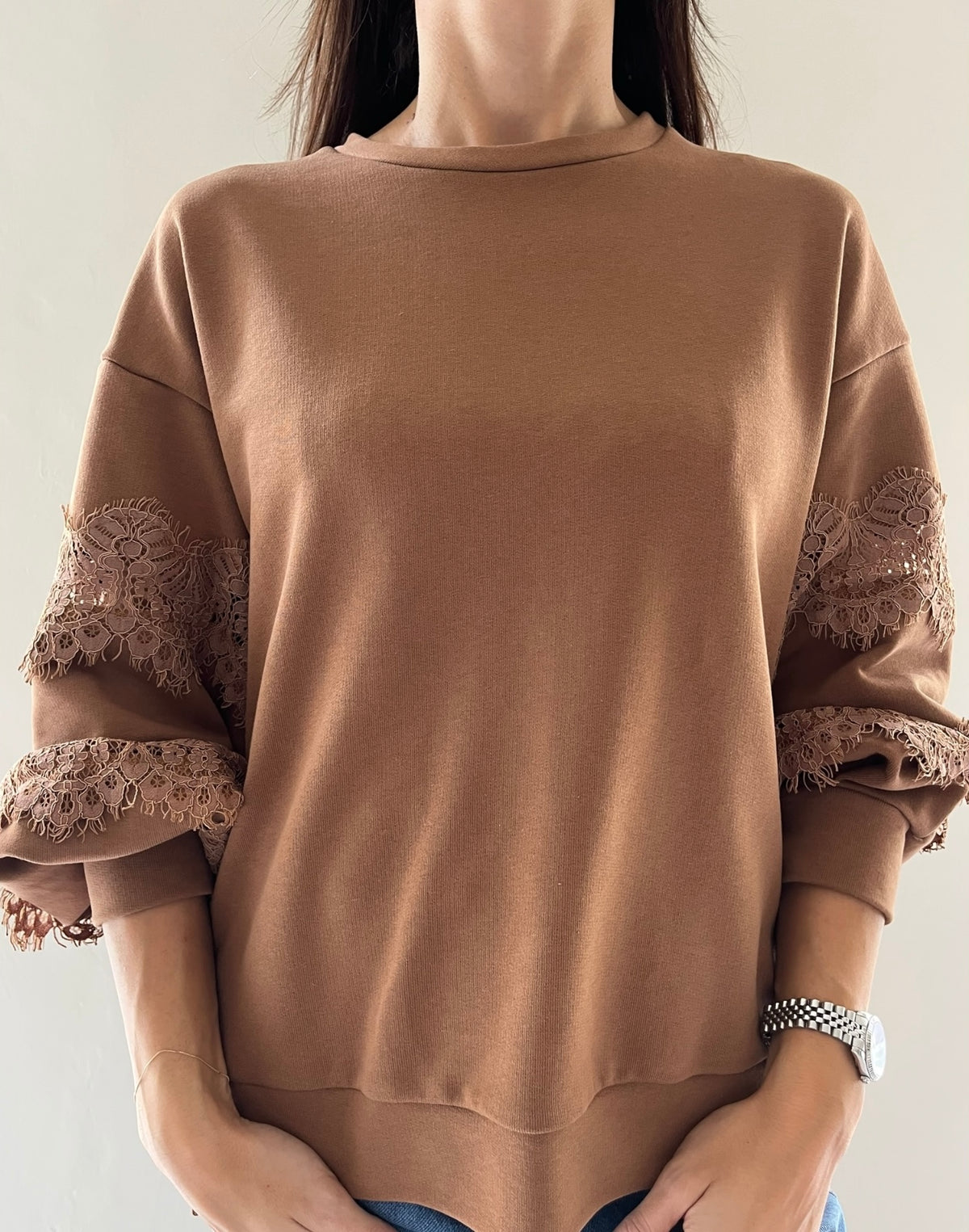 Felpa con inserti in pizzo art. FAU6KGS DIXIE