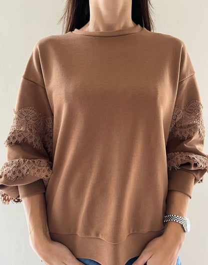 Felpa con inserti in pizzo art. FAU6KGS DIXIE