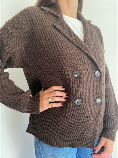 Cardigan a doppio petto a maglia inglese art. D81314 Tensione In