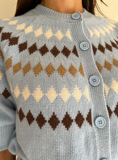 Cardigan a maniche corte con rombi art. D82445 Tensione In
