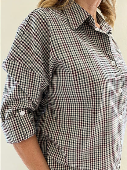 Camicia in fantasia micro-check art. Quaderno Scenario