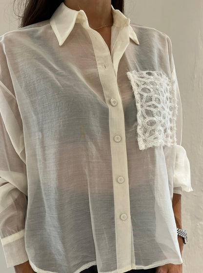 Camicia con taschino ricamato art. W26C109CAMP TENSIONE IN