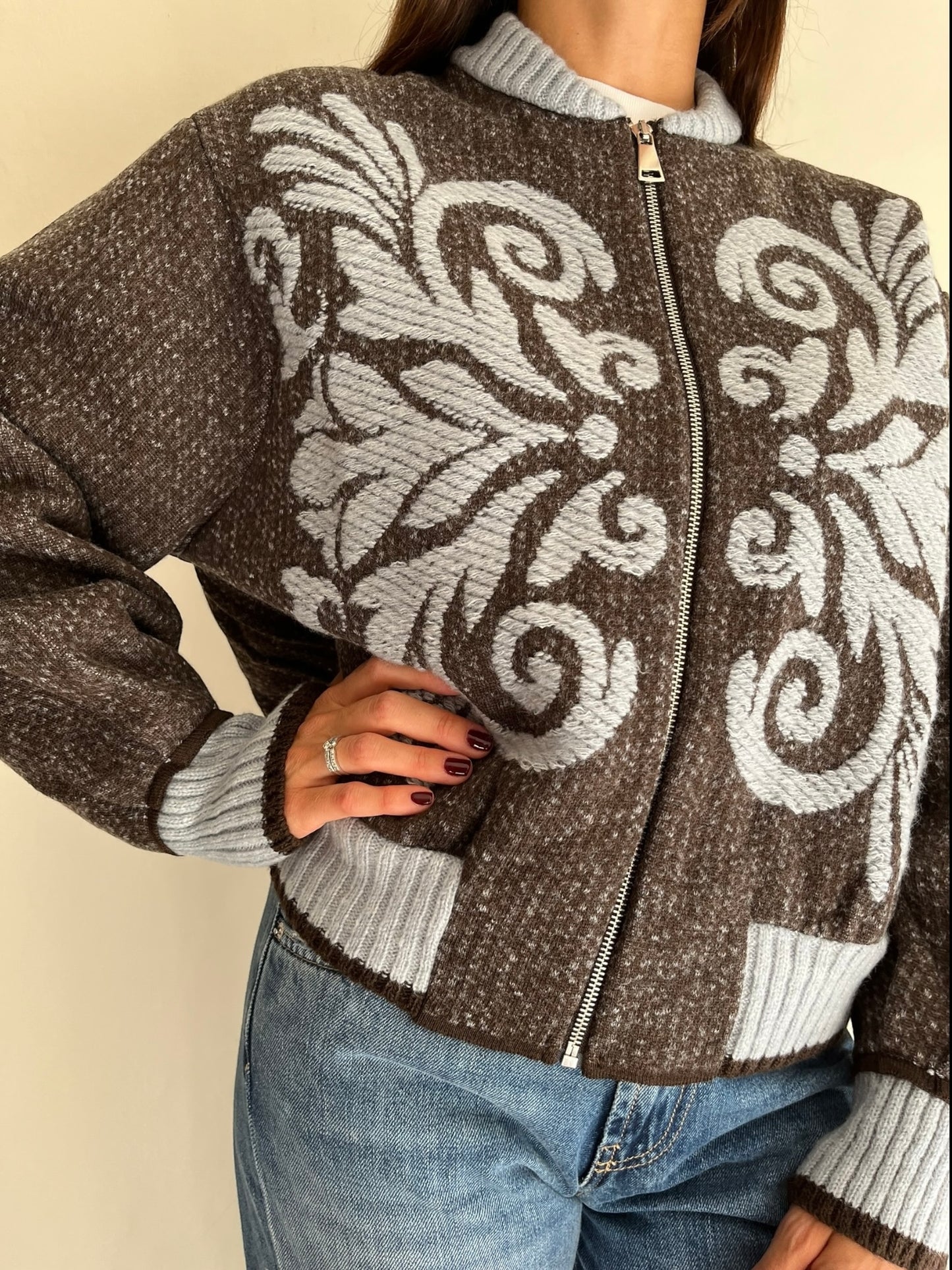 Bomber in maglia con ricami art. W6HMG064A Tensione In