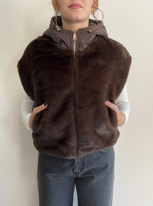 Gilet imbottito con eco fur art. GL0638 Cheap&Chic