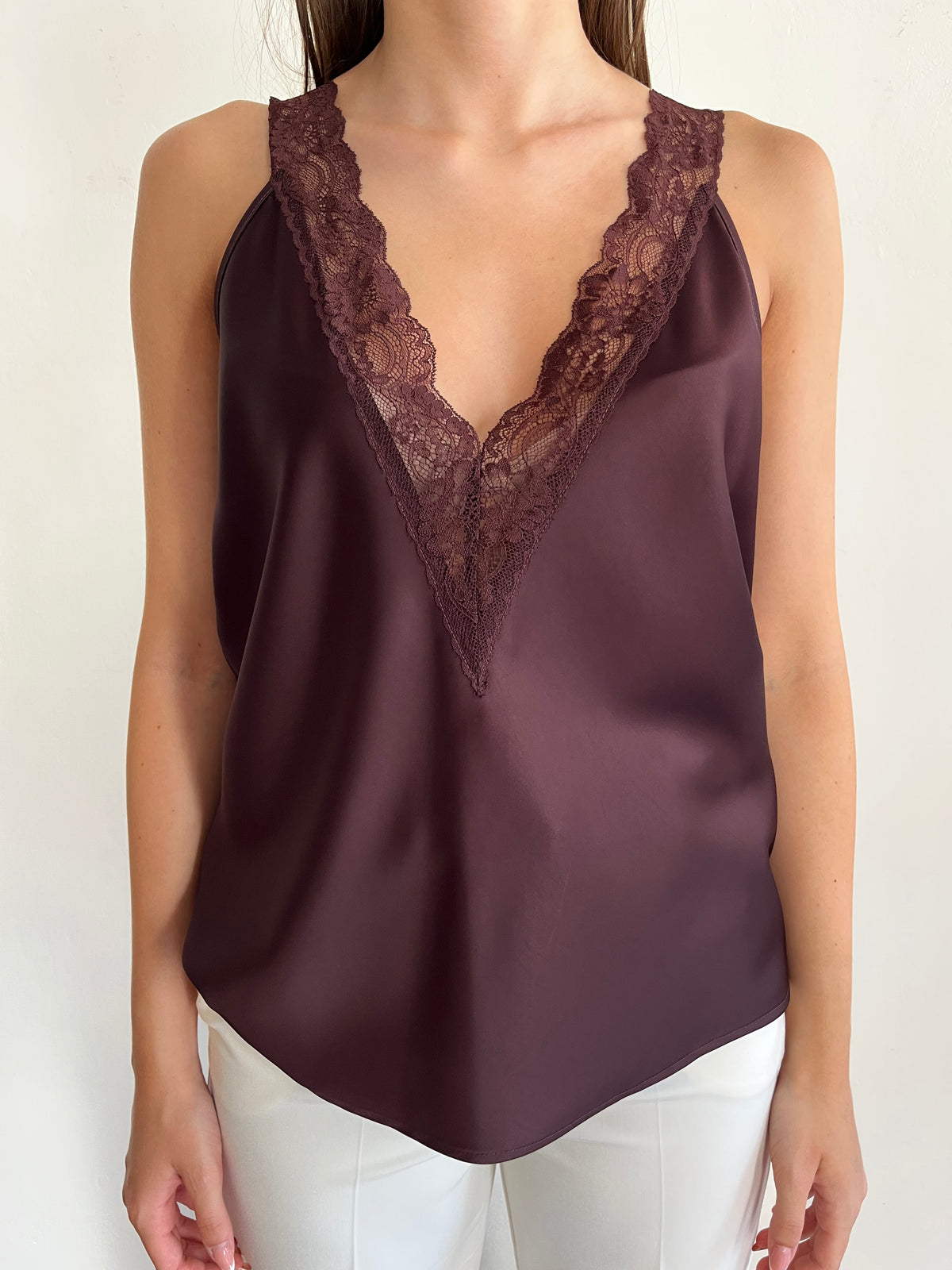 Top con scollo a V inserti in pizzo art. RHC2MBA Imperial
