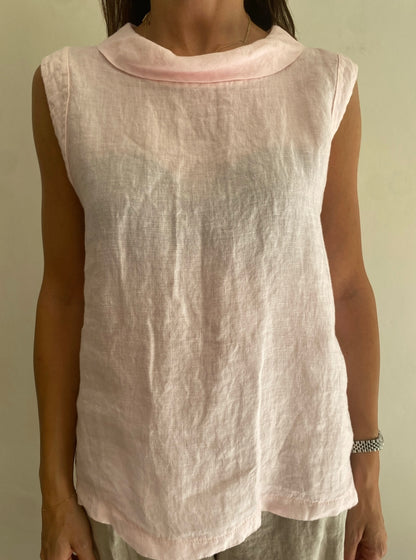 Top con collo a ciambella art.7352 100% Lino CHEAP&CHIC