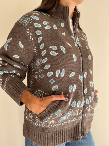 Cardigan in fantasia con zip art. W6HMG04A Tensione In