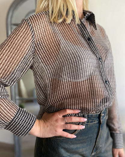 Camicia in fantasia semitrasparente art.c20095at TENSIONE IN