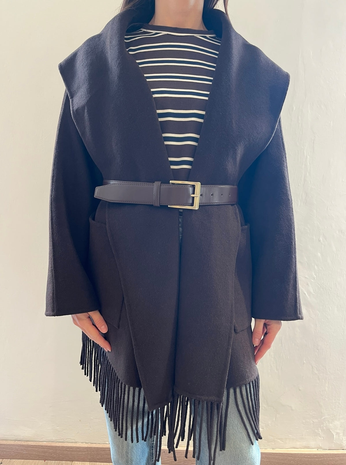 Cappotto co frange e cinta art.TAC0072 VICOLO