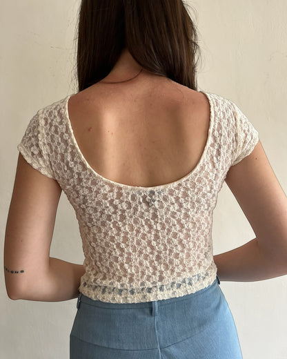 T-shirt pizzo con scollo dietro art. T0TNDXI000 PLEASE
