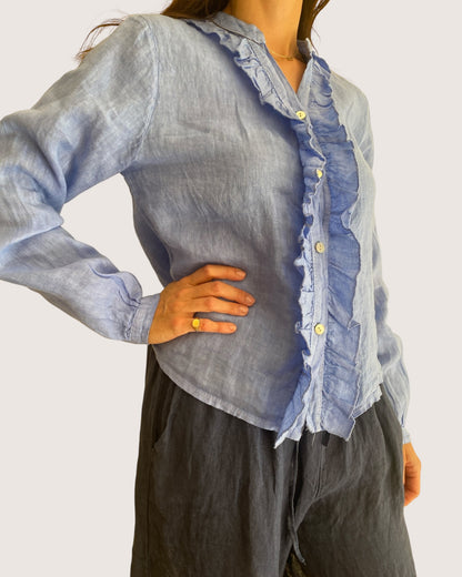 Camicia con rouches art.7232 100% Lino CHEAP&CHIC