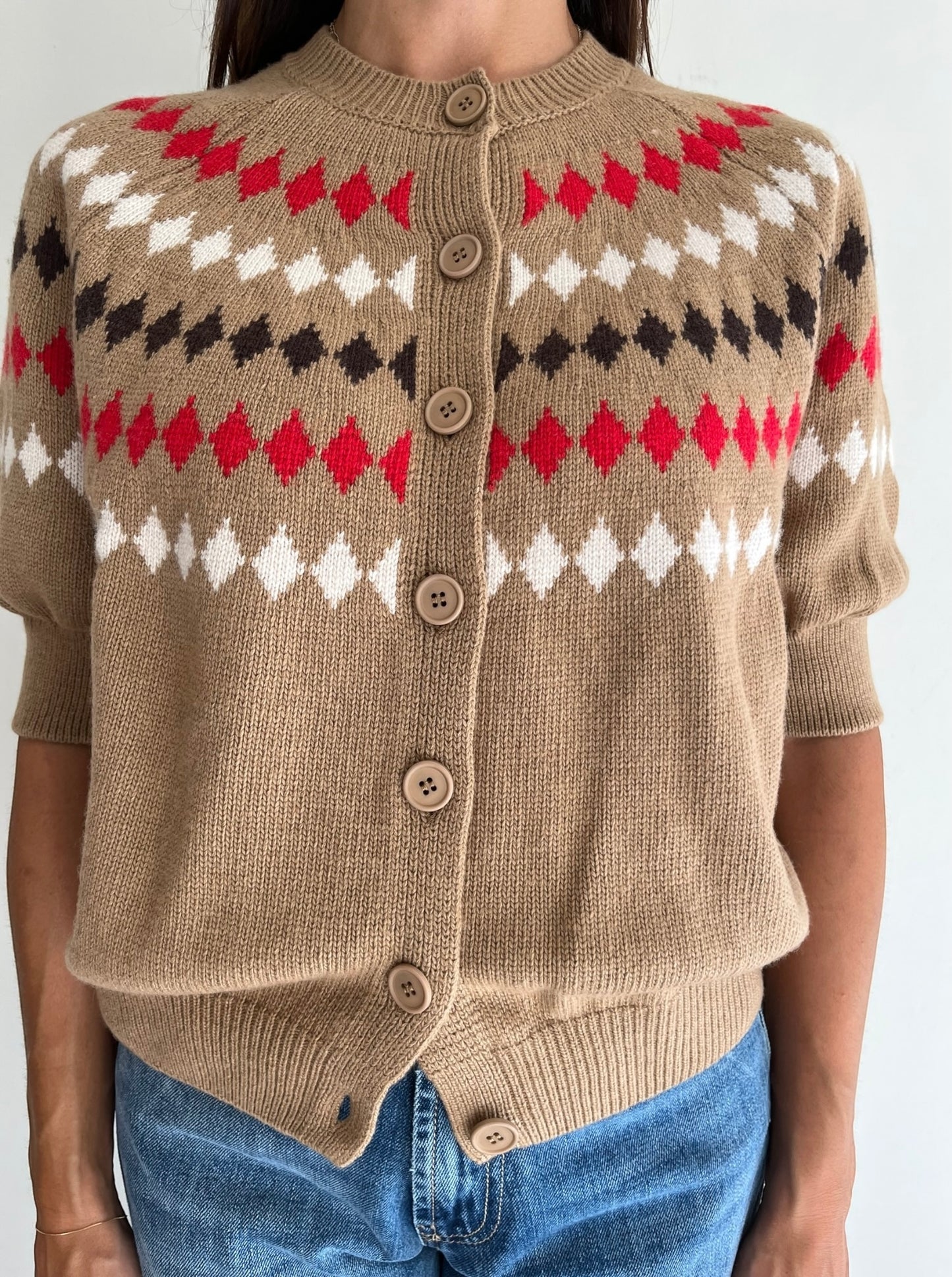 Cardigan a maniche corte con rombi art. D82445 Tensione In