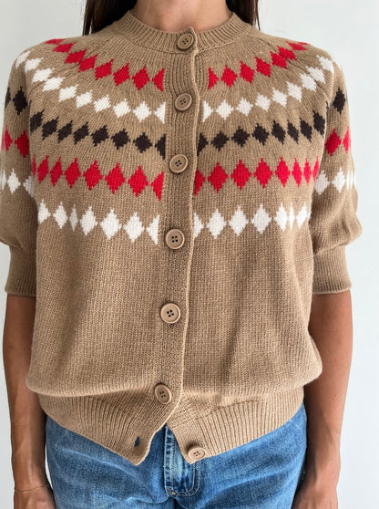 Cardigan a maniche corte con rombi art. D82445 Tensione In