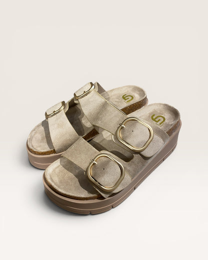 Ciabatta platform con fasce effetto suede art.GW412 GOLD&GOLD