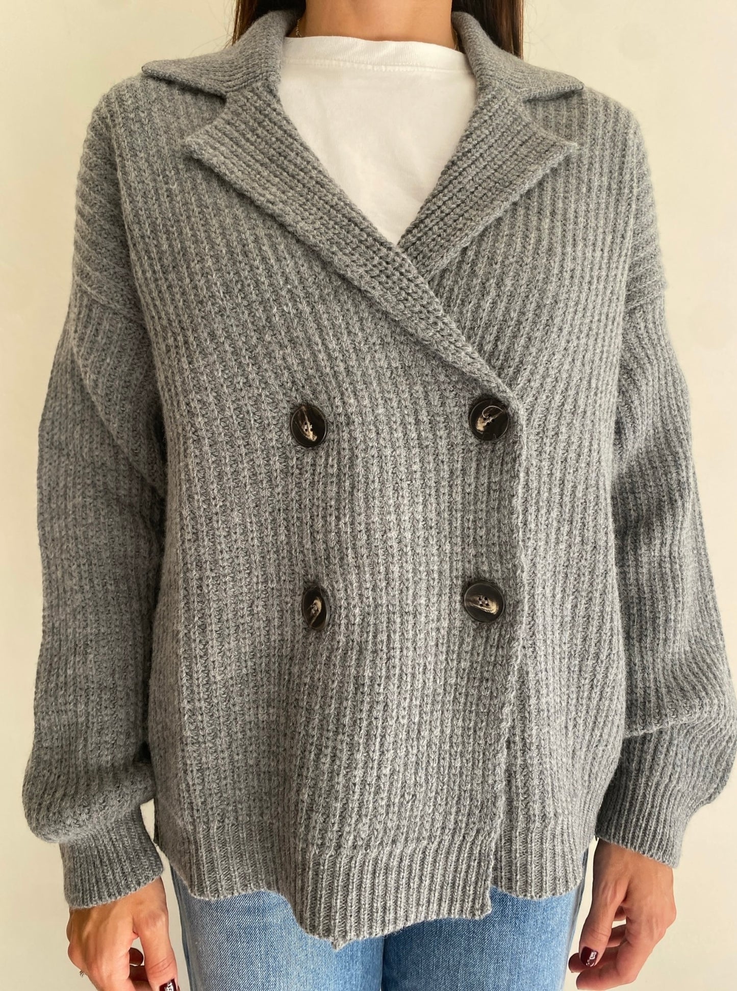 Cardigan a doppio petto a maglia inglese art. D81314 Tensione In