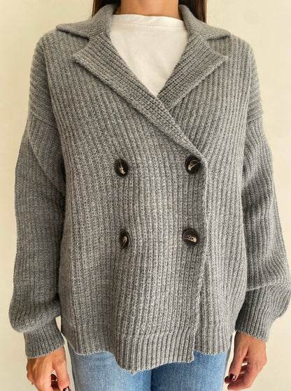 Cardigan a doppio petto a maglia inglese art. D81314 Tensione In