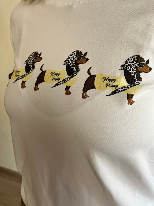 T-shirt con stampa bassotti art.B/374 BLU Classic