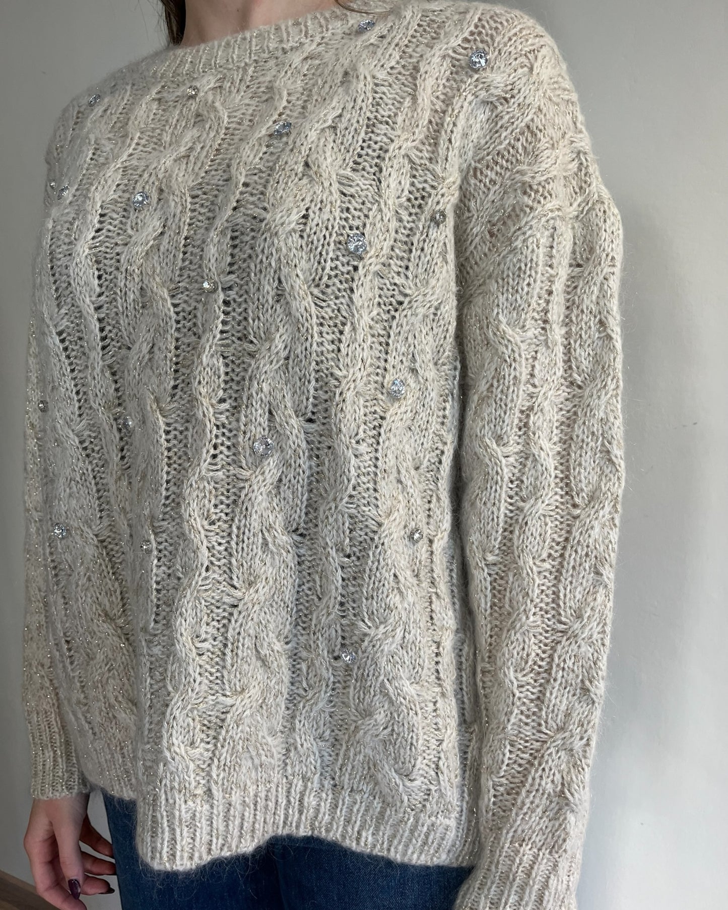 Maglia trecce con lurex e brillanti art. 33068F VICOLO