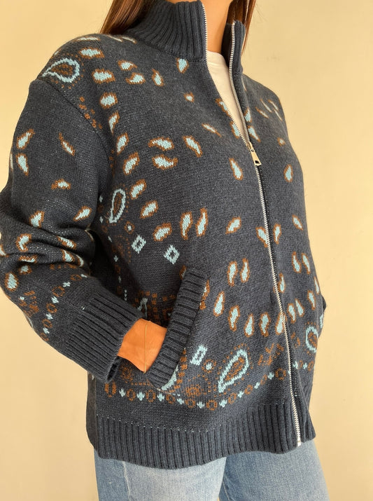 Cardigan in fantasia con zip art. W6HMG04A Tensione In