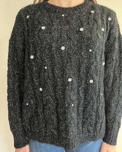 Maglia trecce con lurex e brillanti art. 33068F VICOLO