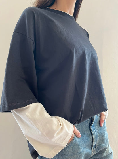 T-shirt oversized con doppia manica art. UAC0178 VICOLO