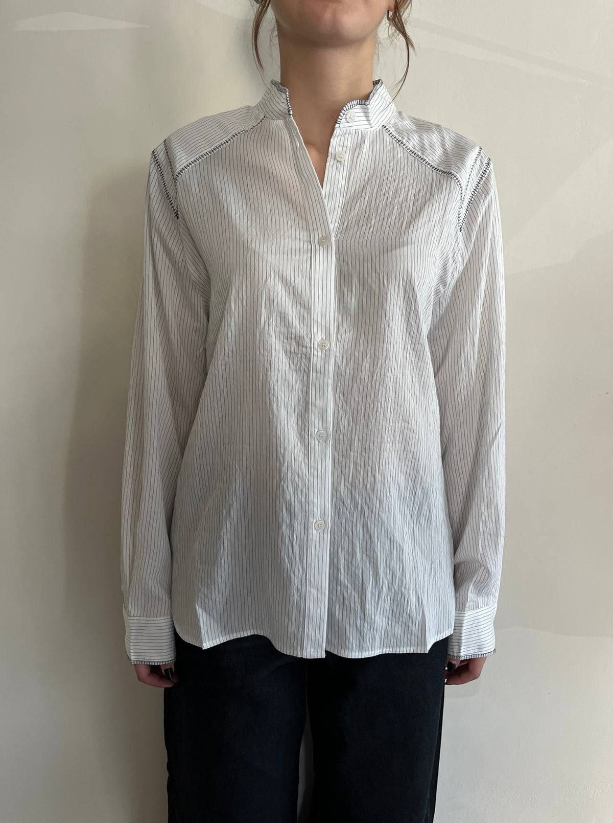 Camicia collo coreana con righe art. SALAURA ARTLOVE