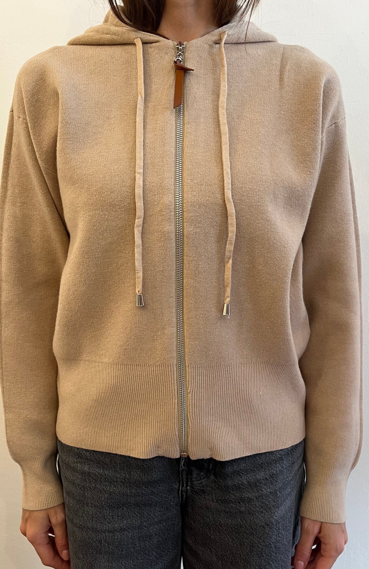 Cardigan con zip e cappuccio in viscosa art. JN1336