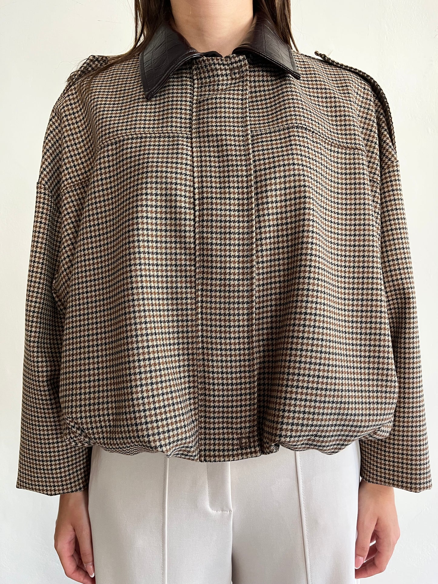 Bomber pied de poule con colletto in ecopelle art. VHT8MEH Imperial