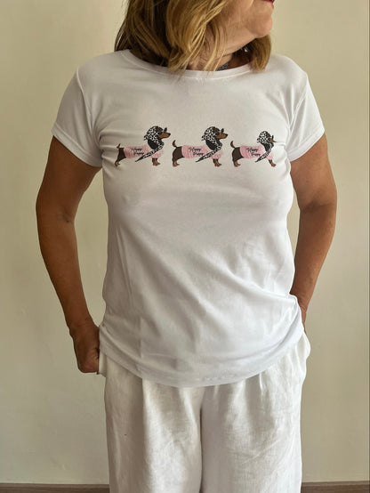 T-shirt con stampa bassotti art.B/374 BLU Classic