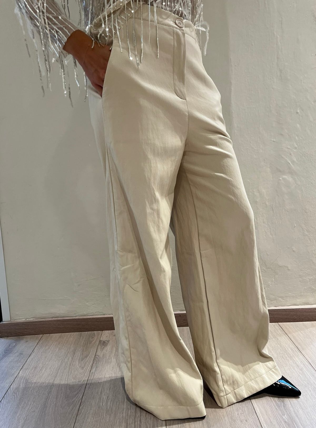 Pantalone a palazzo in ecopelle art. 22225AI26CAMP TENSIONE IN